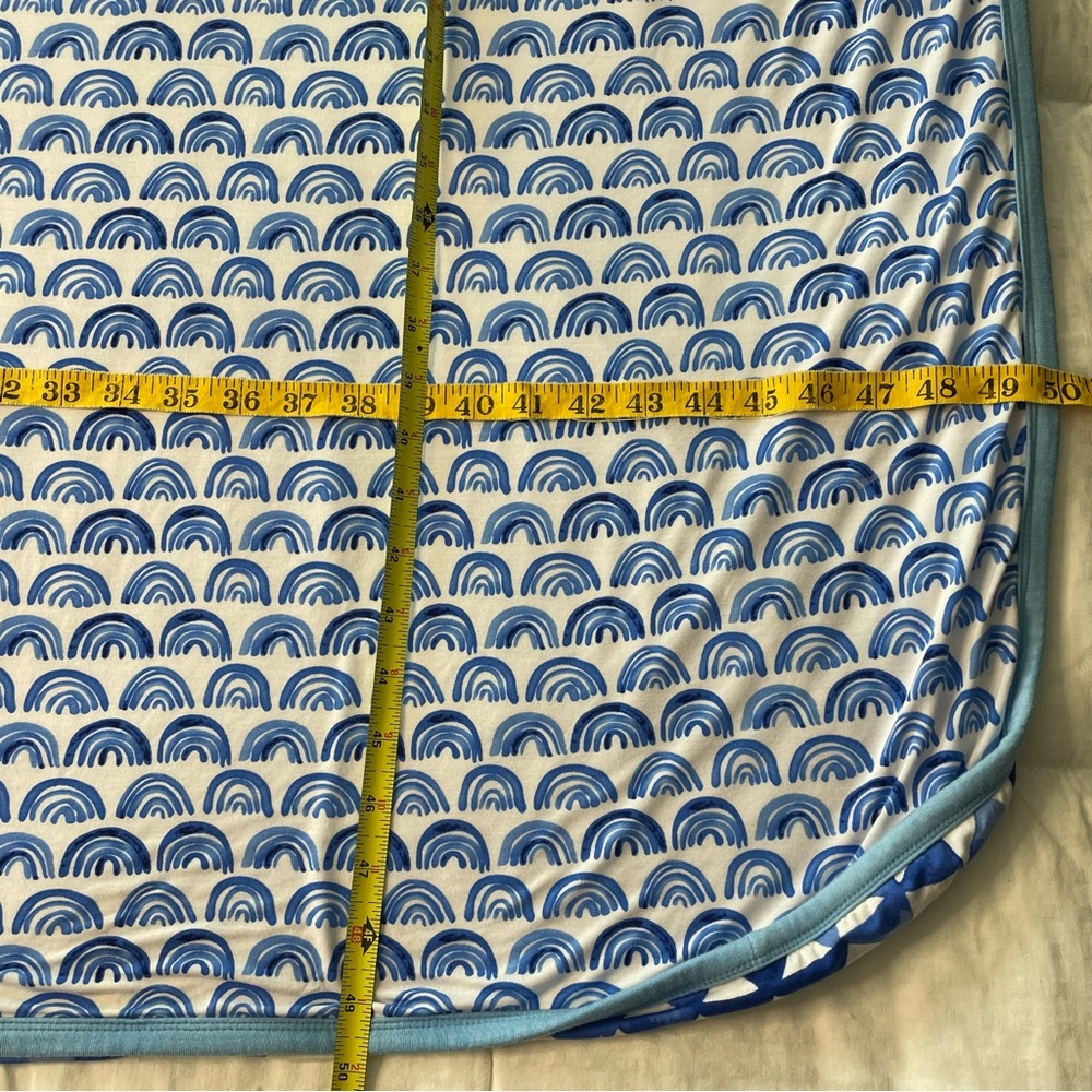 Little Sleepies Blue Rainbow Large Cloud Reversible Blanket Approx 50”X 50” - Picture 14 of 16